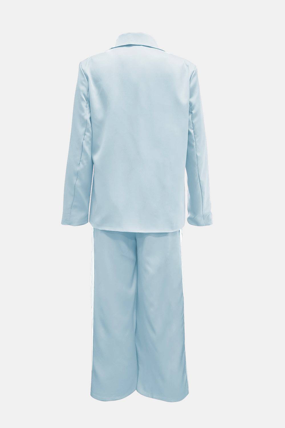 Side Striped Long Sleeve Blazer and Pants Set - Clothes For Her Online Store