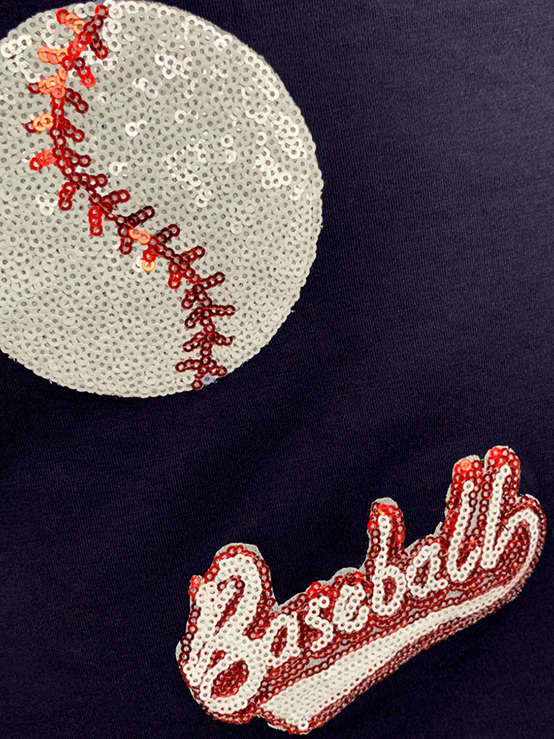 Baseball Round Neck Half Sleeve T-Shirt - Clothes For Her Online Store
