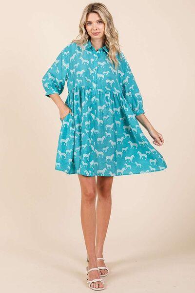 Mittoshop Zebra Print Button Down Shirt Mini Dress - Clothes For Her Online Store