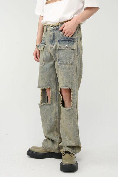 Raw Hem Distressed Jeans - Clothes For Her Online Store