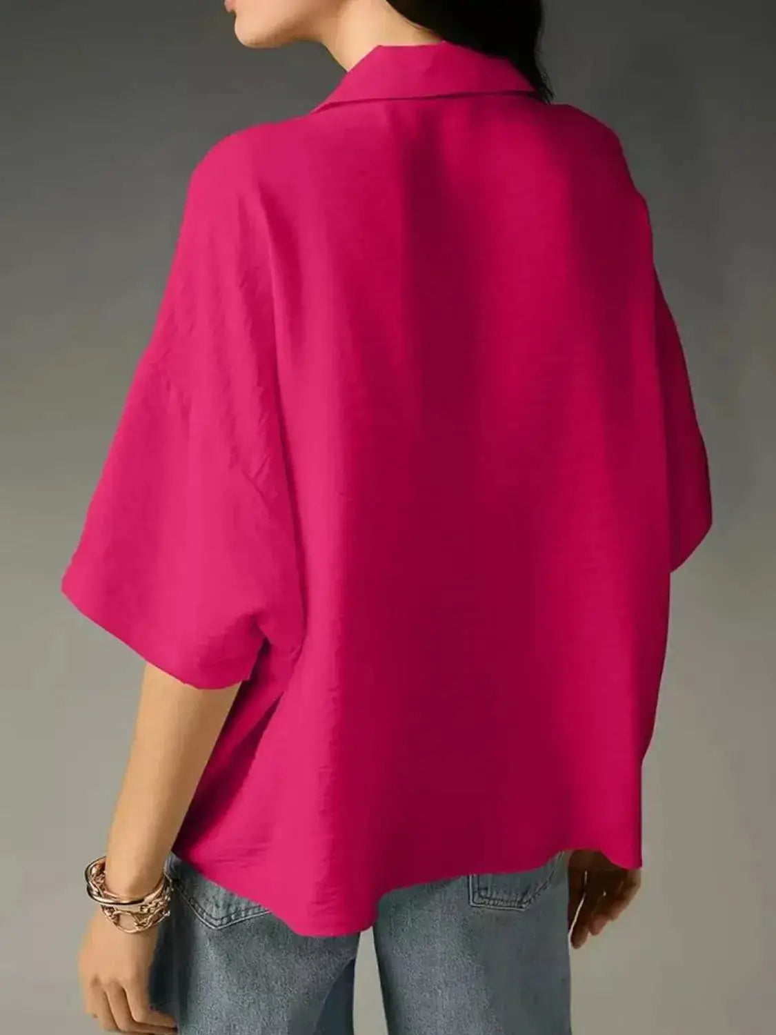 Collared Neck Half Sleeve Blouse - Clothes For Her Online Store