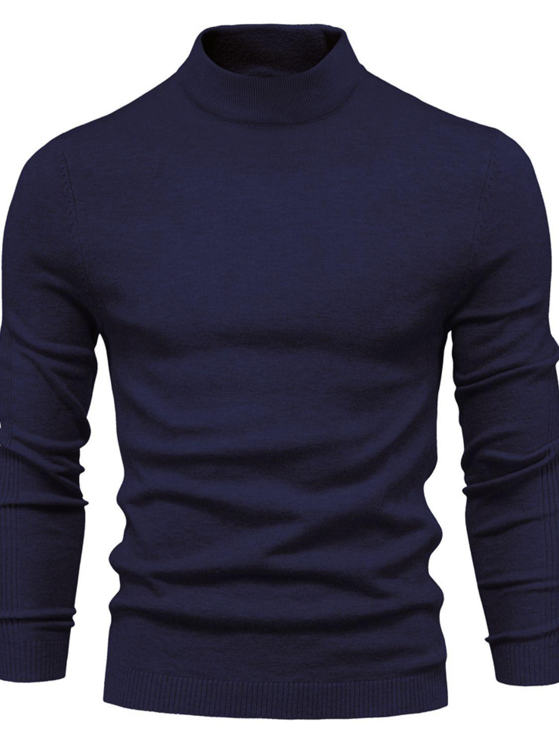 Men's Mock Neck Long Sleeve Sweater - Clothes For Her Online Store