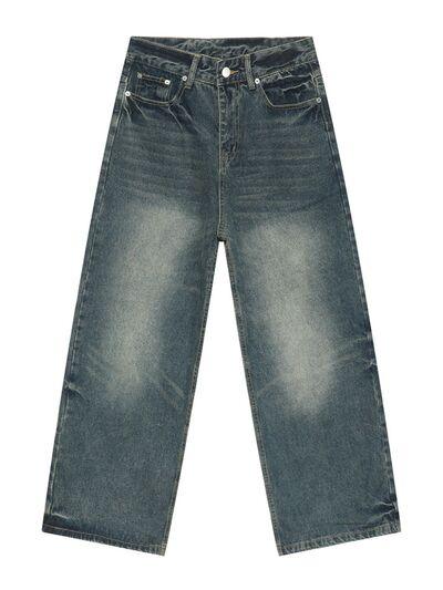 Men's Washed Wide Leg Jeans