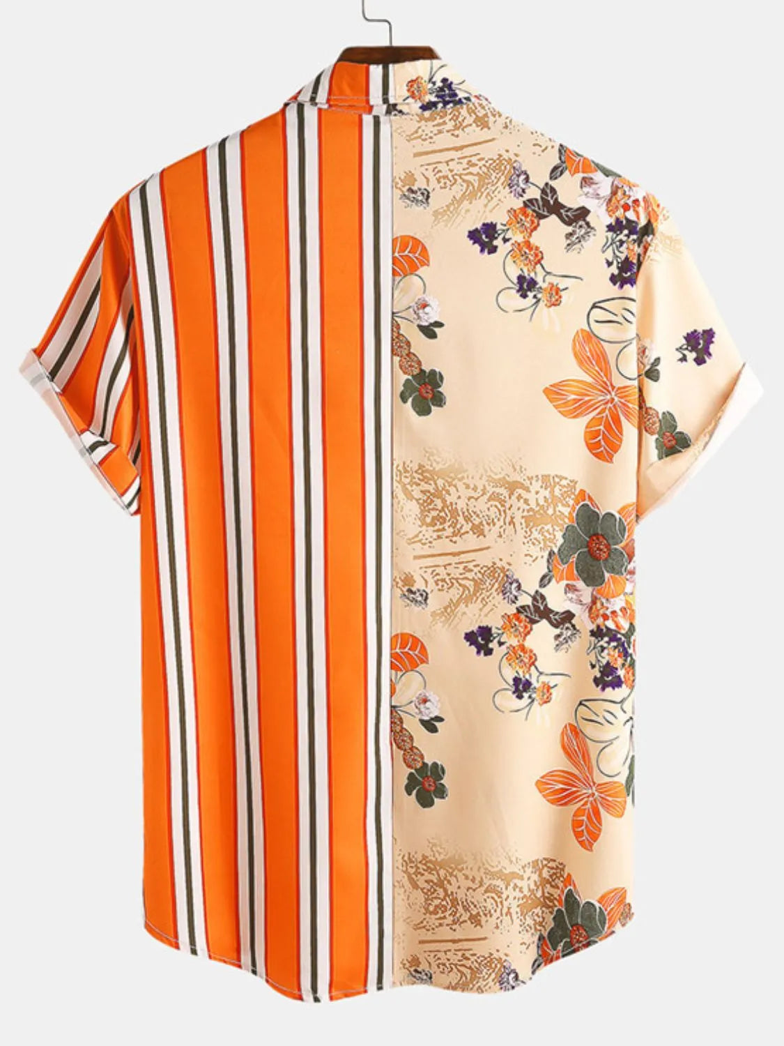 Men's Full Size Printed Button Up Short Sleeve Shirt Plus Size