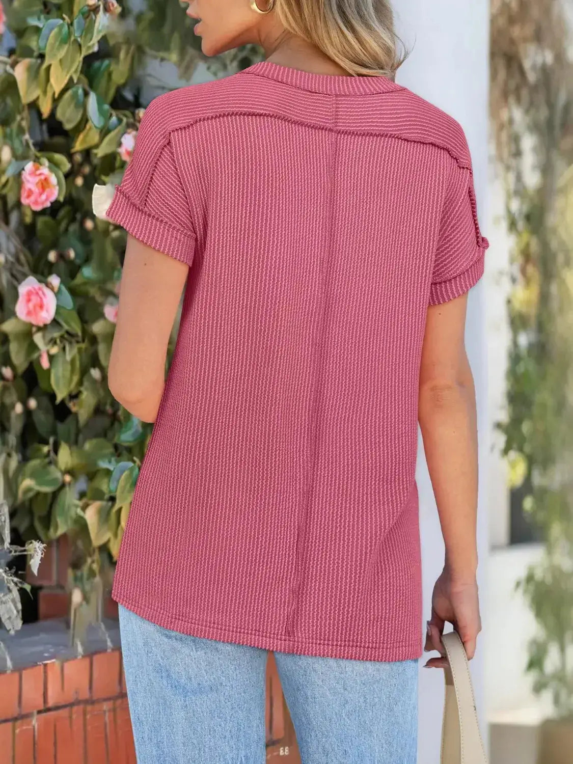 Round Neck Short Sleeve T-Shirt - Clothes For Her Online Store