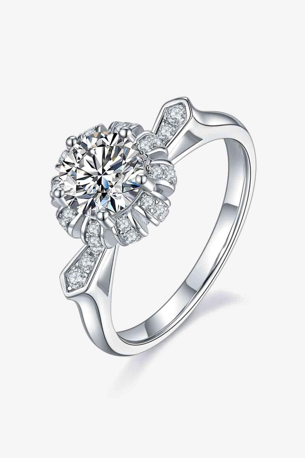 1 Carat Moissanite 925 Sterling Silver Ring - Clothes For Her Online Store