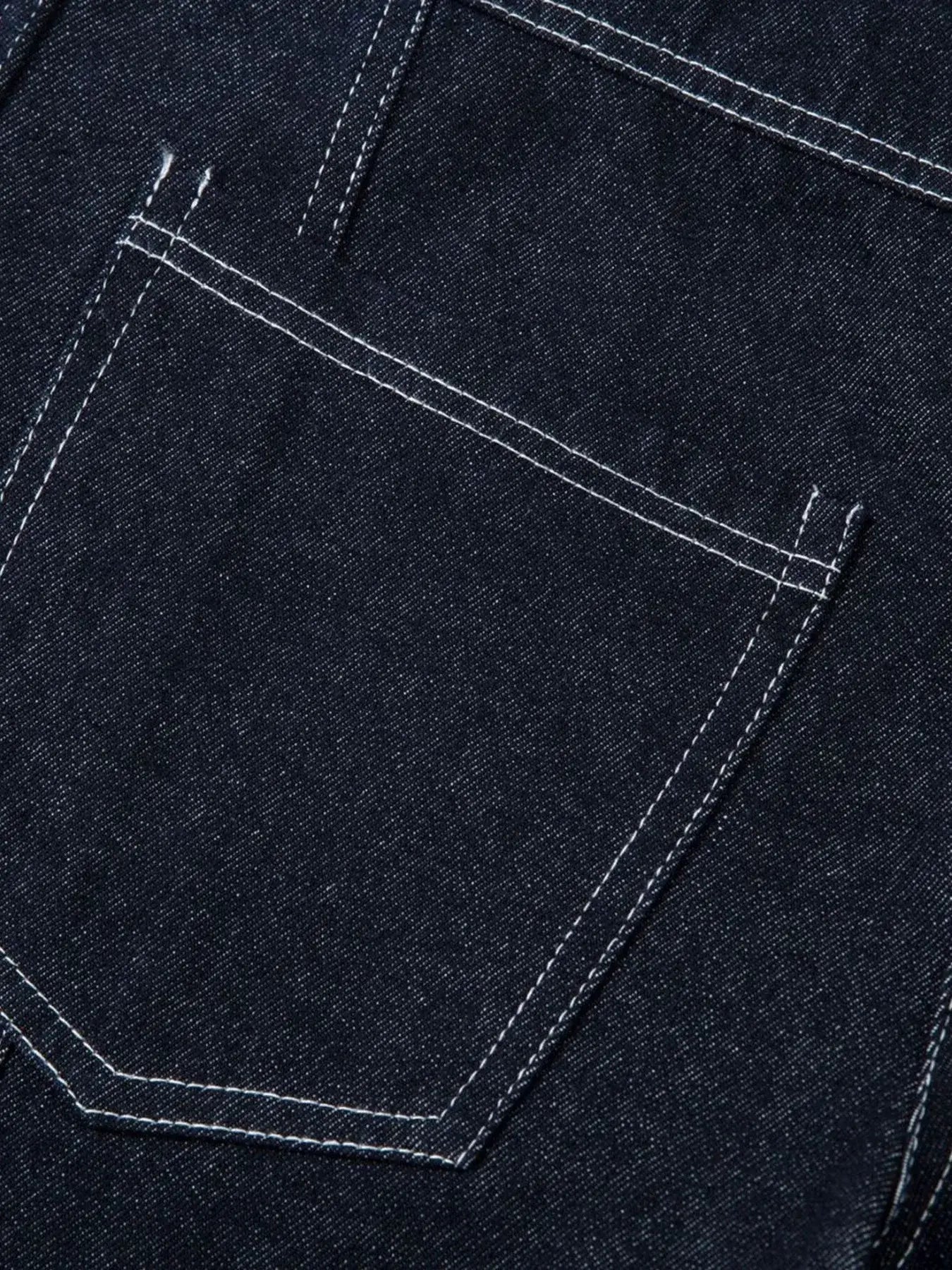 Men's High Waist Contrast Stitching Curved Jeans