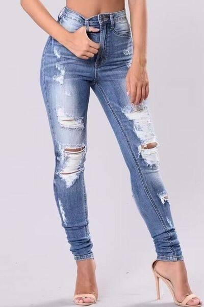 Full Size Distressed Skinny Jeans Plus Size