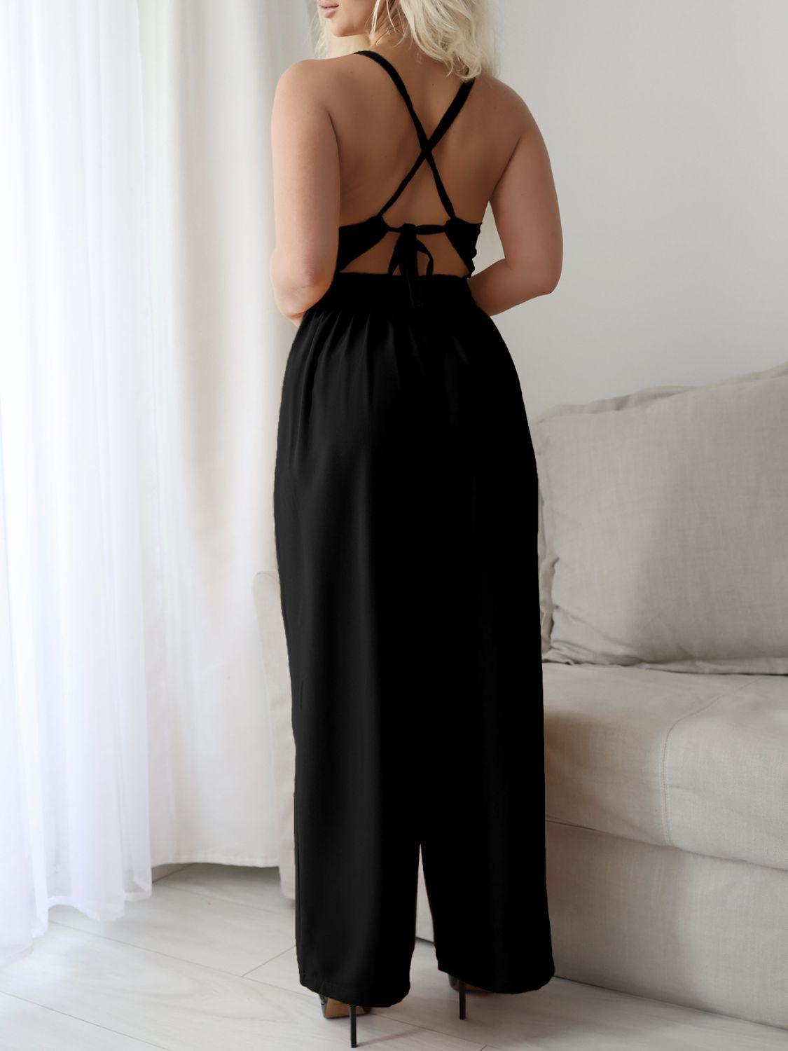 Devine Tie Back Backless Crisscross Jumpsuit