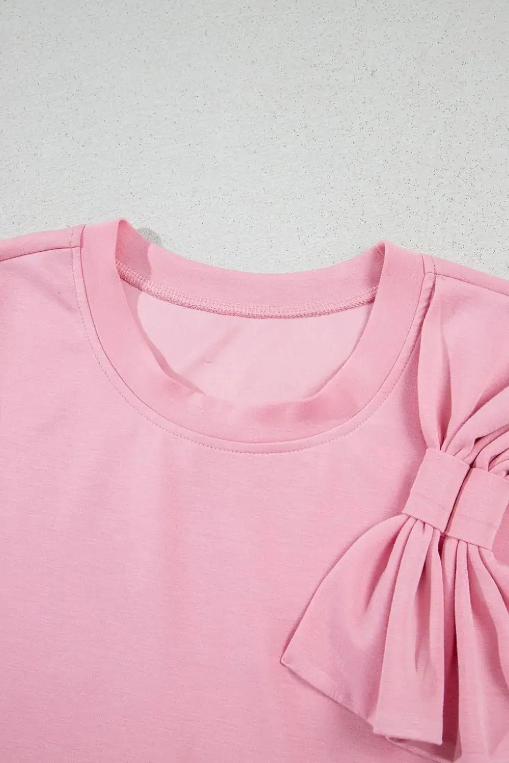 Bow Round Neck Short Sleeve T-Shirt - Clothes For Her Online Store