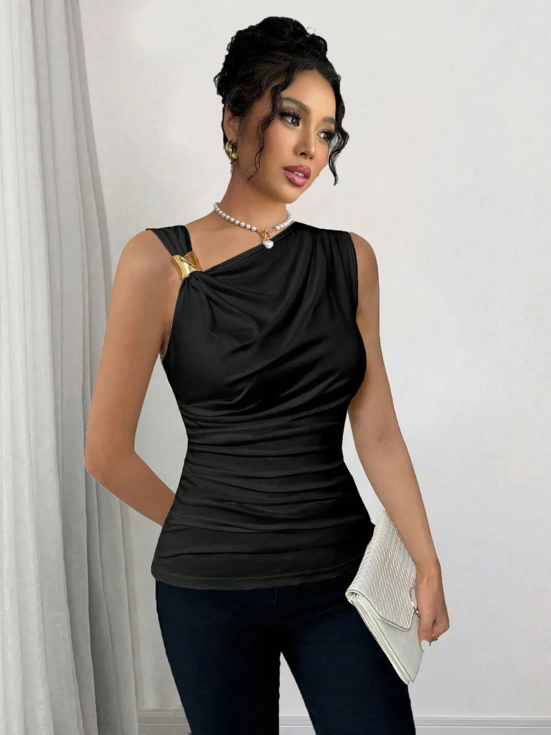 Asymmetrical Solid Color Tank