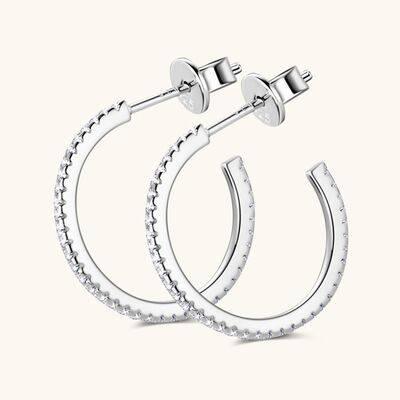 Inlaid Moissanite 925 Sterling Silver C-Hoop Earrings - Clothes For Her Online Store