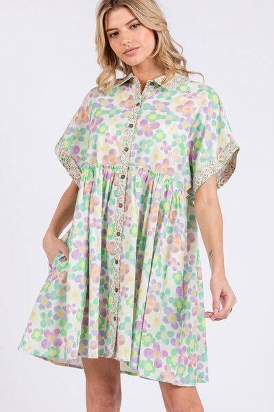 SAGE+FIG Floral Babydoll Short Sleeves Dress - Clothes For Her Online Store