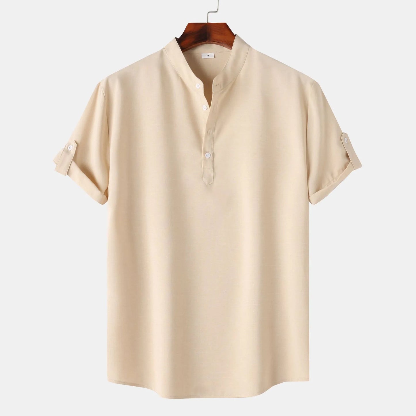 Men's Stand Collar Short Sleeve Henley Shirt