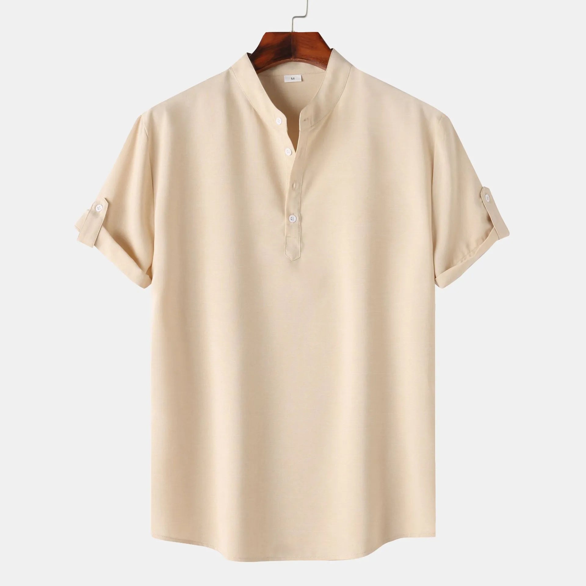 Men's Stand Collar Short Sleeve Henley Shirt