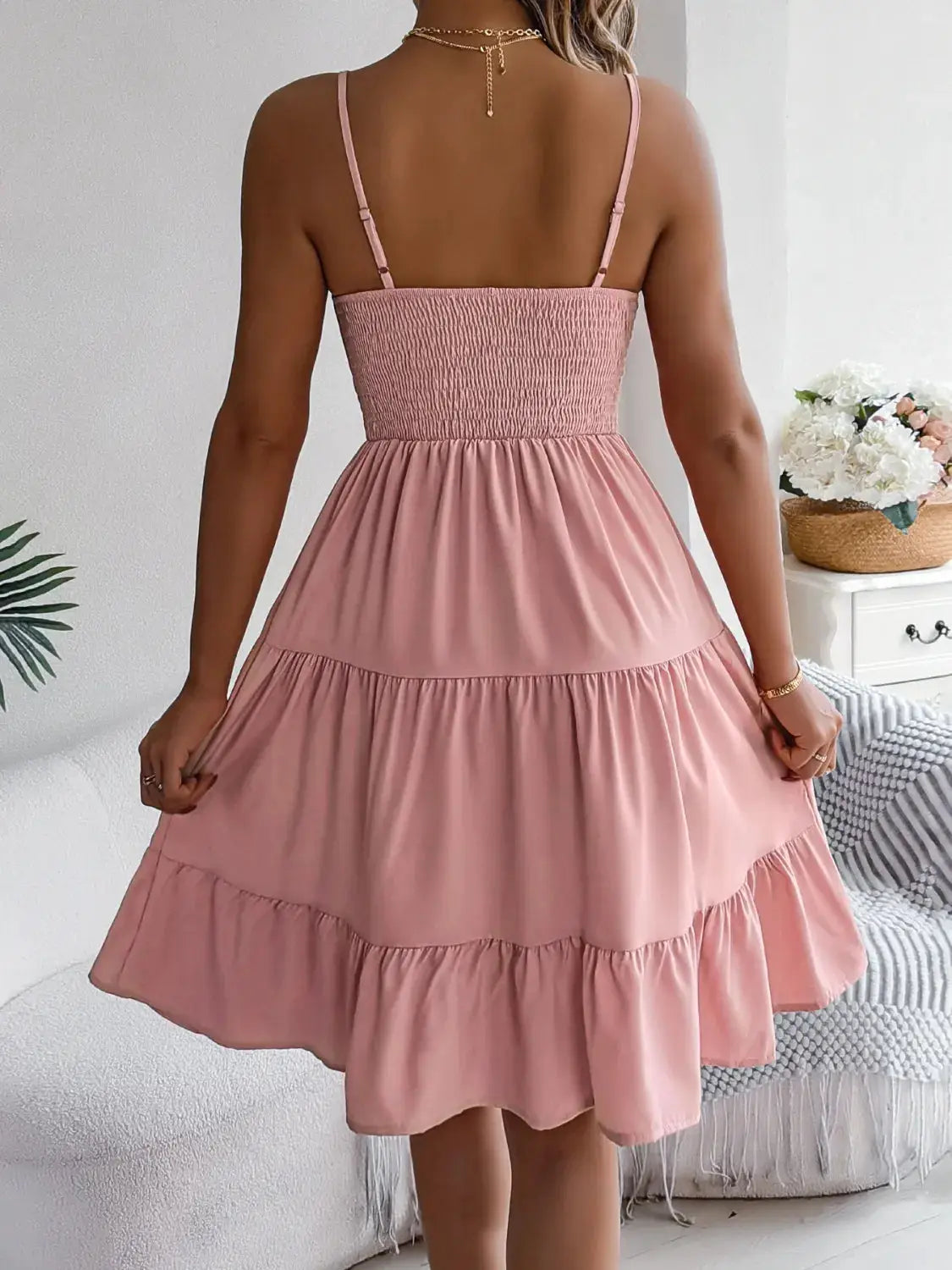 Smocked Back Tiered Cami Dress - Clothes For Her Online Store