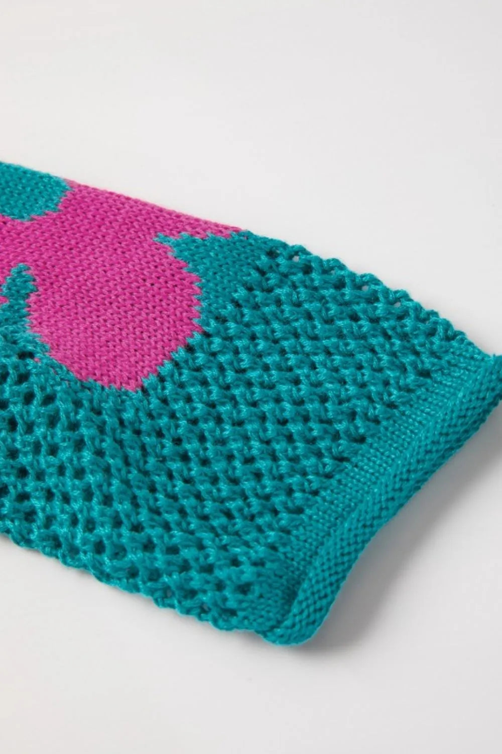 Openwork Round Neck Floral Knit Cover Up