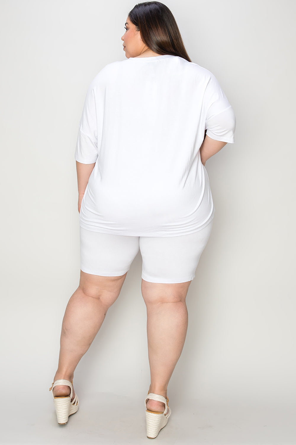 Basic Bae Bamboo Full Size V-Neck Drop Shoulder T-Shirt and Shorts Set - Clothes For Her Online Store