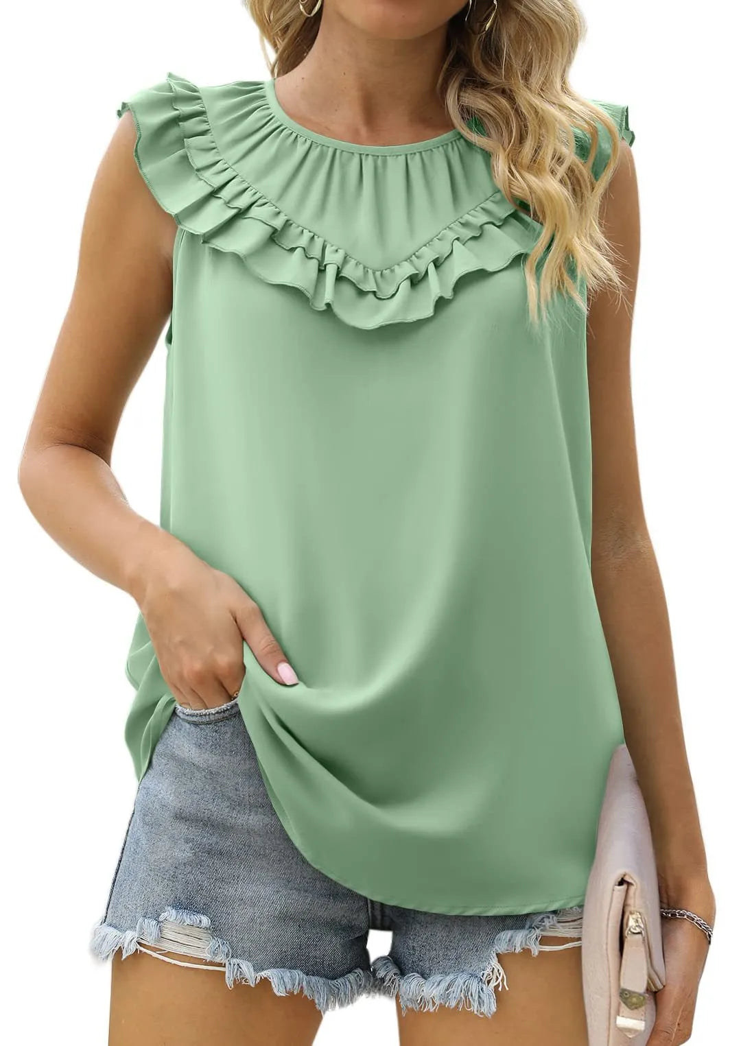 Ruffle Round Neck Blouse