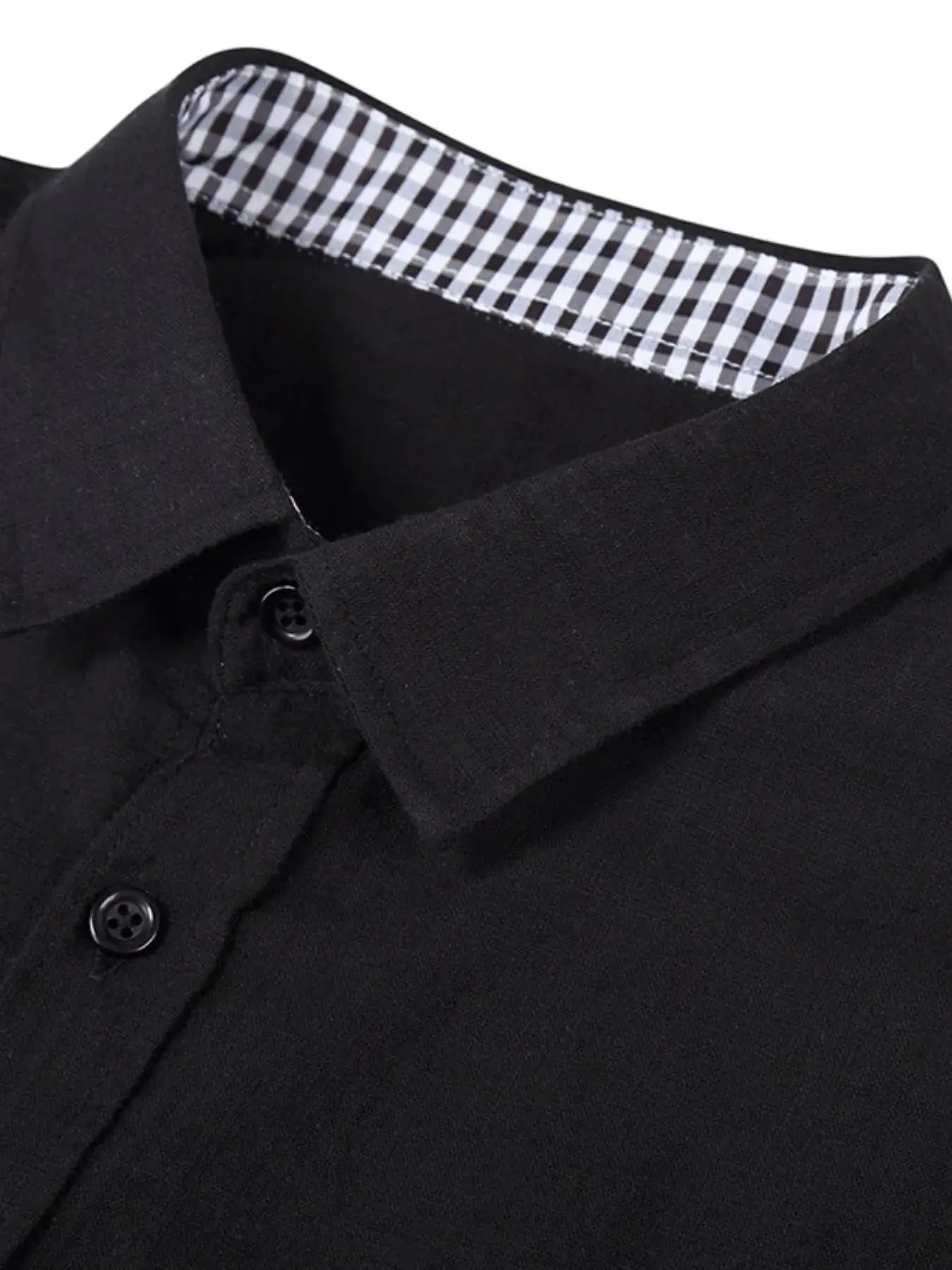 Men's Button-Down Shirt with Gingham Contrast