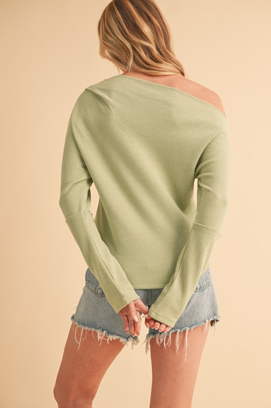 Aemi + Co One Shoulder Long Sleeve Knit Top - Clothes For Her Online Store