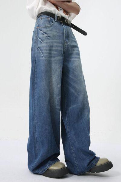 Wide Leg Men's Jeans with Pockets