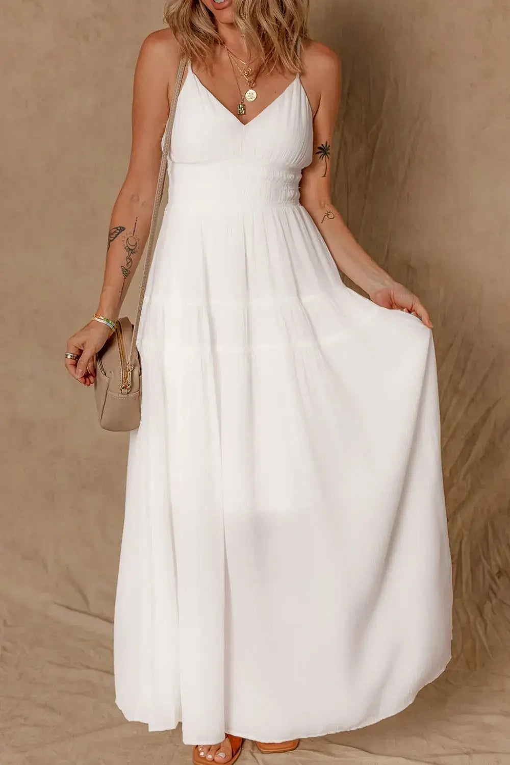 V-Neck High Waist Cami Dress - Clothes For Her Online Store
