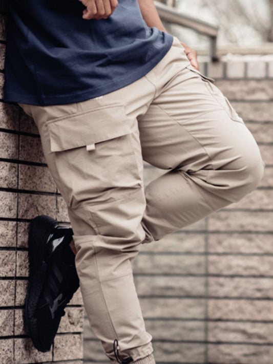 Men's Plus Size Drawstring Pants with Cargo Pockets