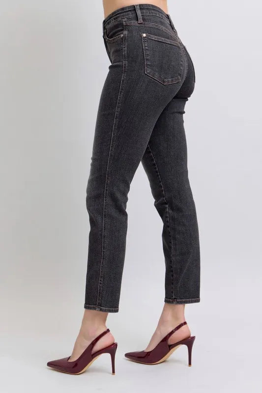 Judy Blue Full Size Midi Rise Tummy Control Slim Jeans Plus Size