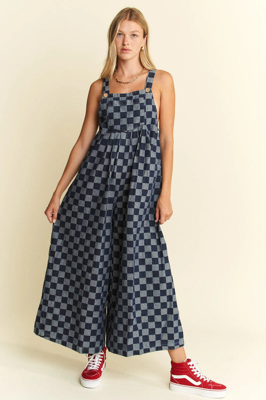 Jade By Jane Denim Checkered Jumpsuit - Clothes For Her Online Store
