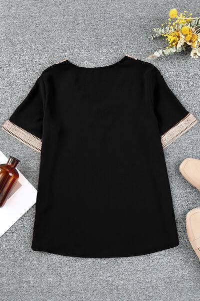 Plus Size V-Neck Short Sleeve Blouse - Clothes For Her Online Store
