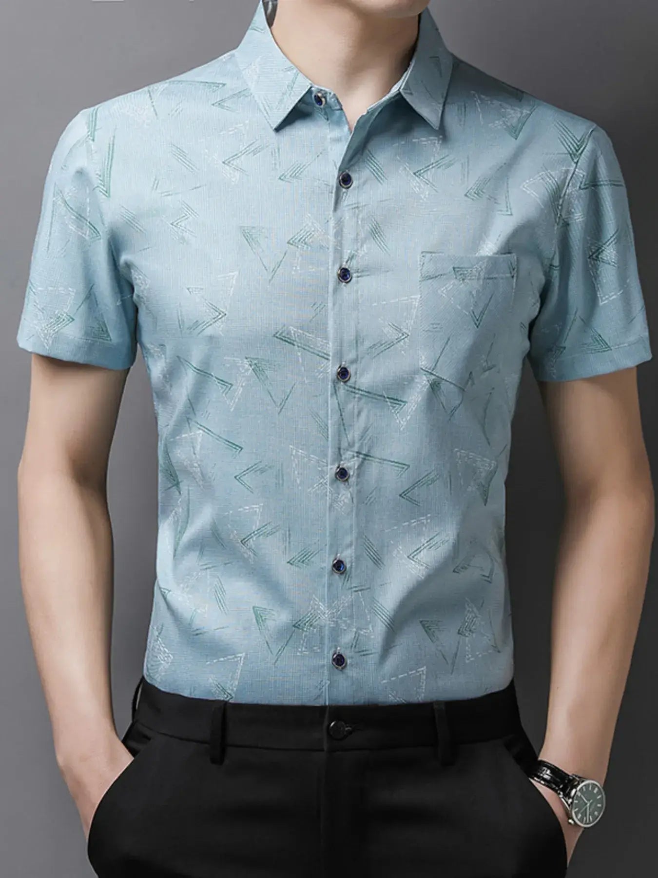 Men's Plus Size Geometric Print Short Sleeve Shirt
