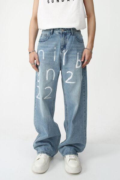 Men's Graffiti Wide Leg Jeans