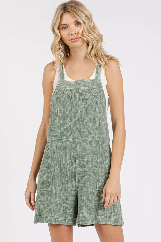 Mittoshop Textured Knotted Wide Strap Overalls - Clothes For Her Online Store