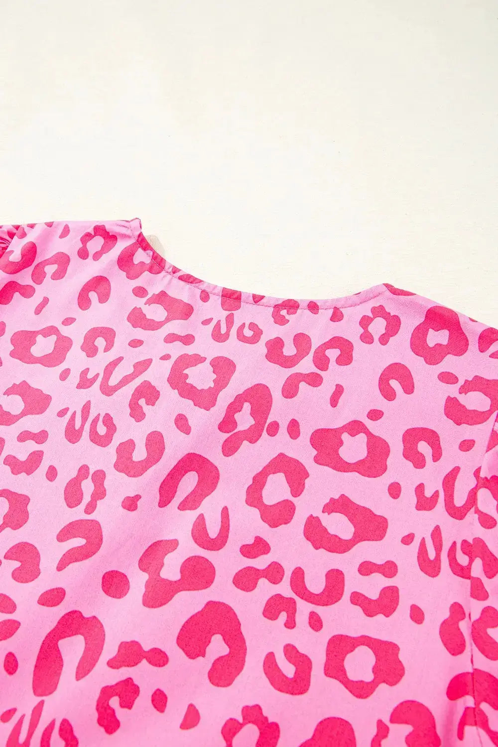 Leopard Tie Front Puff Sleeve Dress
