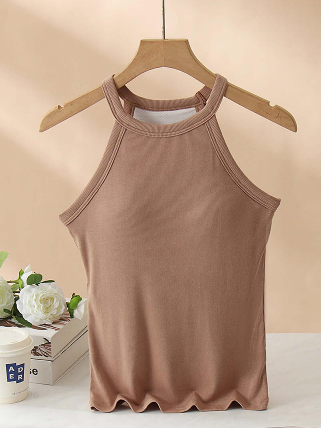 Grecian Neck Tank With Chest Pads