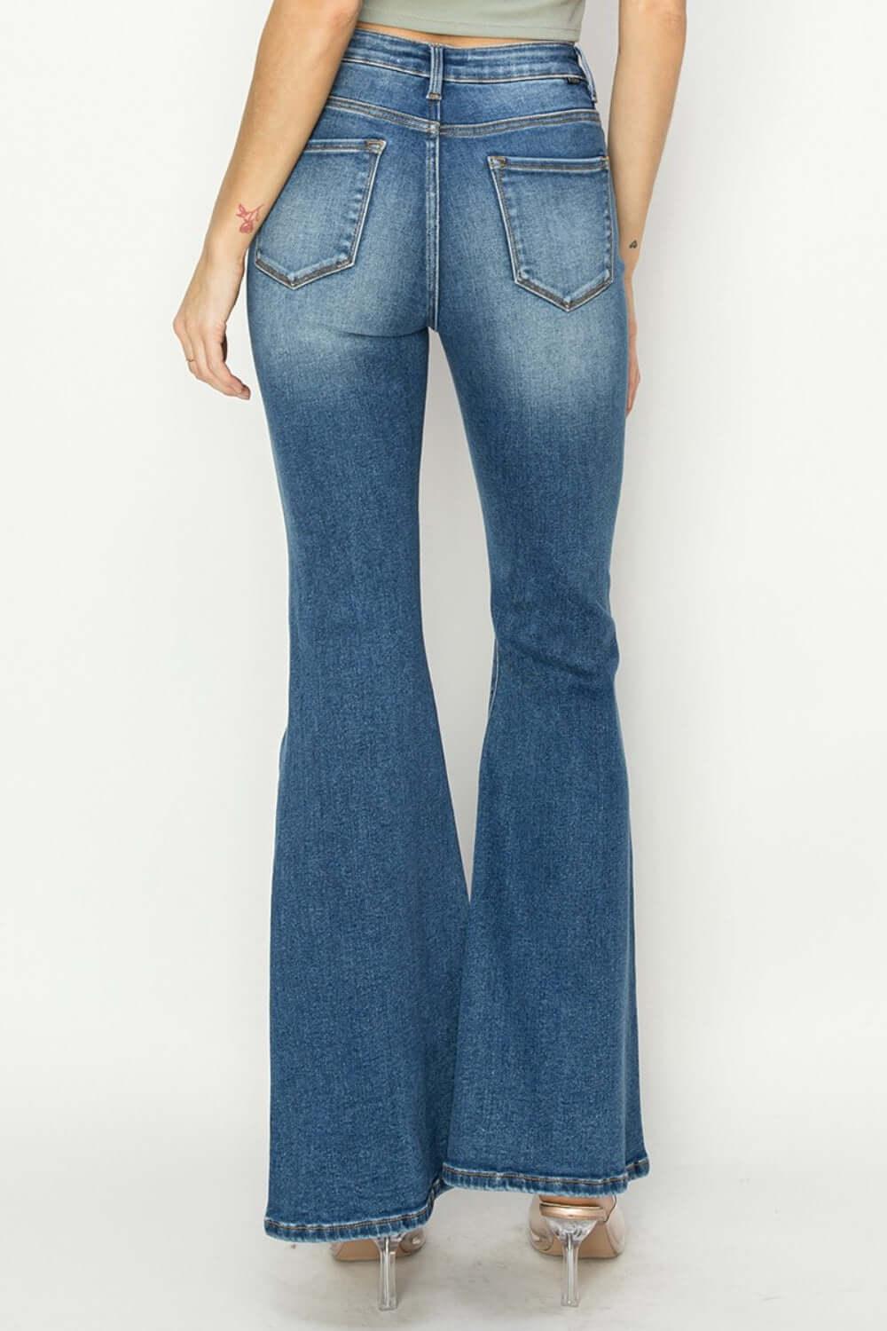 RISEN Full Size High Rise Front Seam Detailed Flare Jeans - Clothes For Her Online Store
