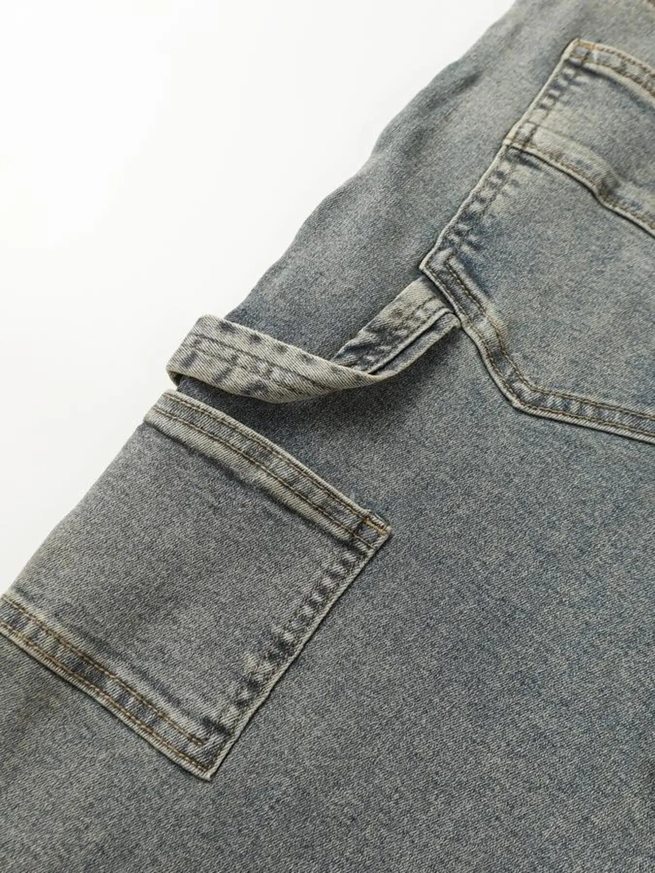 Men's High Waist Straight Leg Cargo Jeans