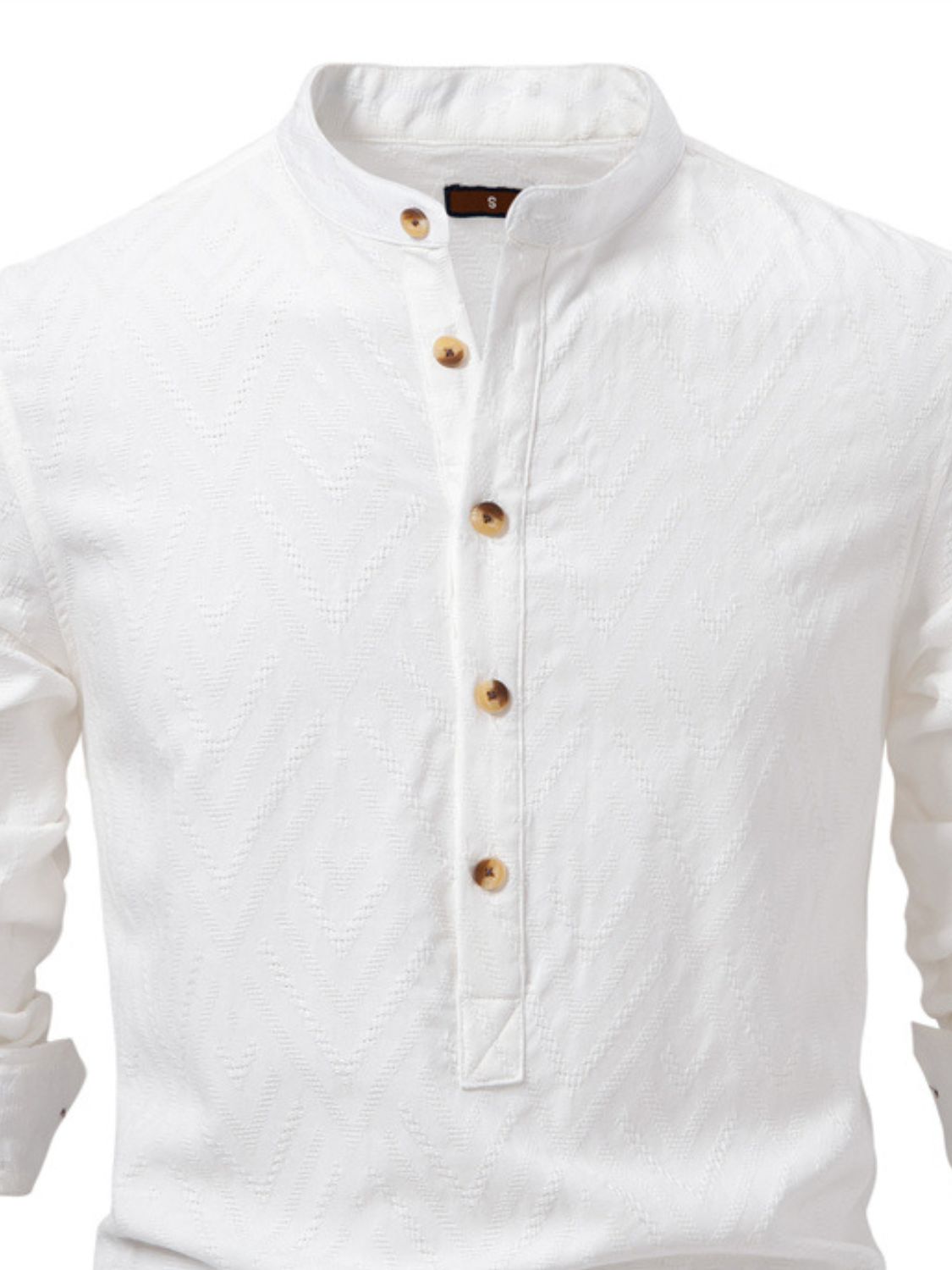 Men's Half Button Geometric Texture Collared Neck Shirt - Clothes For Her Online Store