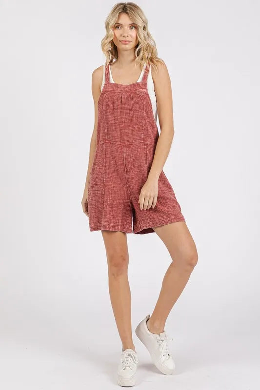 Mittoshop Textured Knotted Wide Strap Overalls - Clothes For Her Online Store