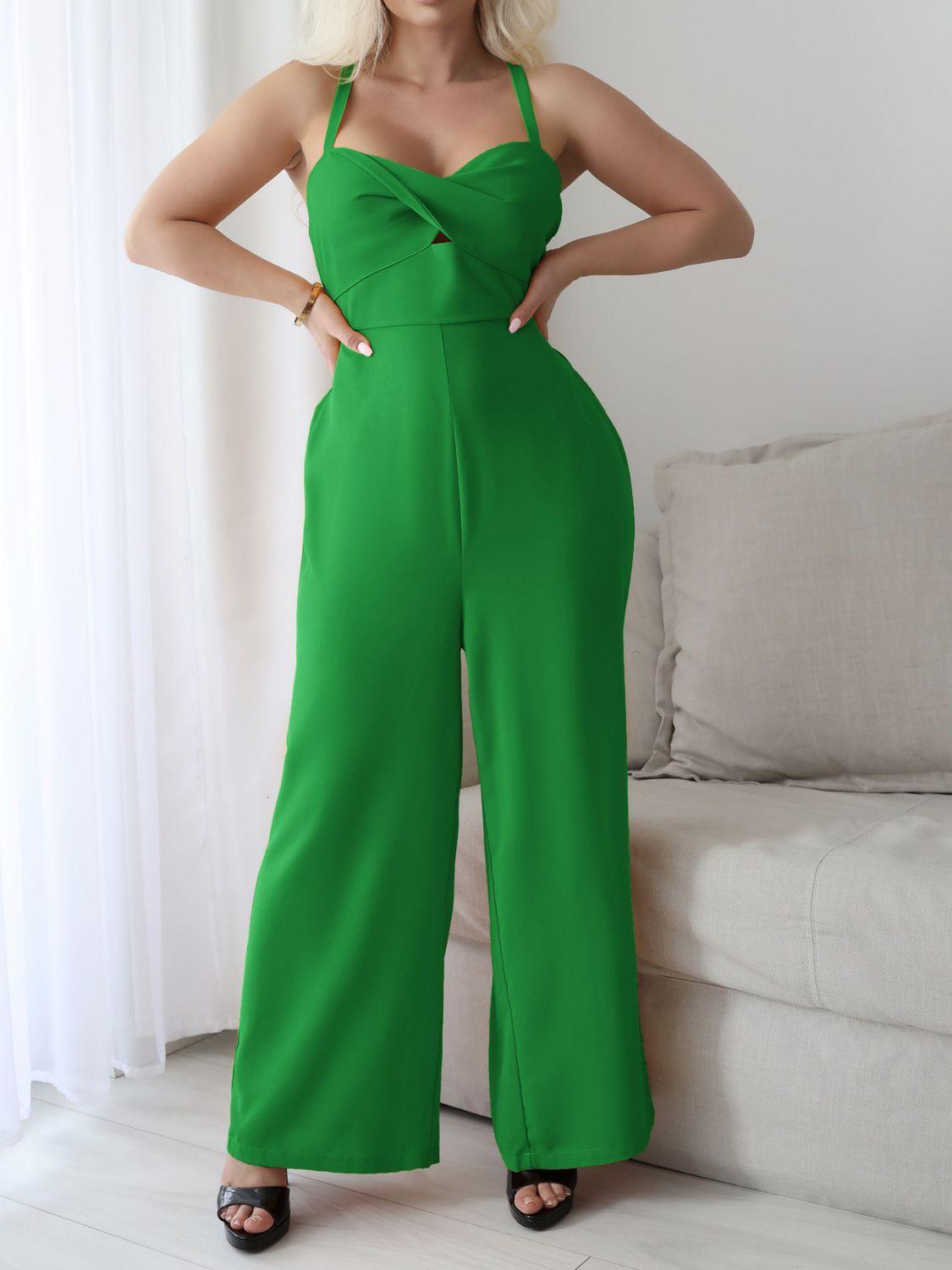 Devine Tie Back Backless Crisscross Jumpsuit