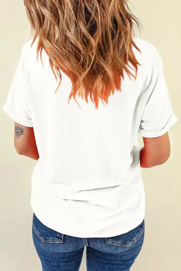 Sequin Strawberry Crew Neck Short Sleeve T Shirt - Clothes For Her Online Store