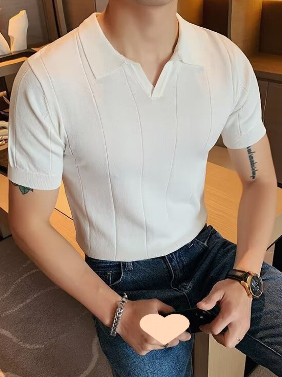 Men's Plus Size Collared Neck Short Sleeve Polo - Clothes For Her Online Store