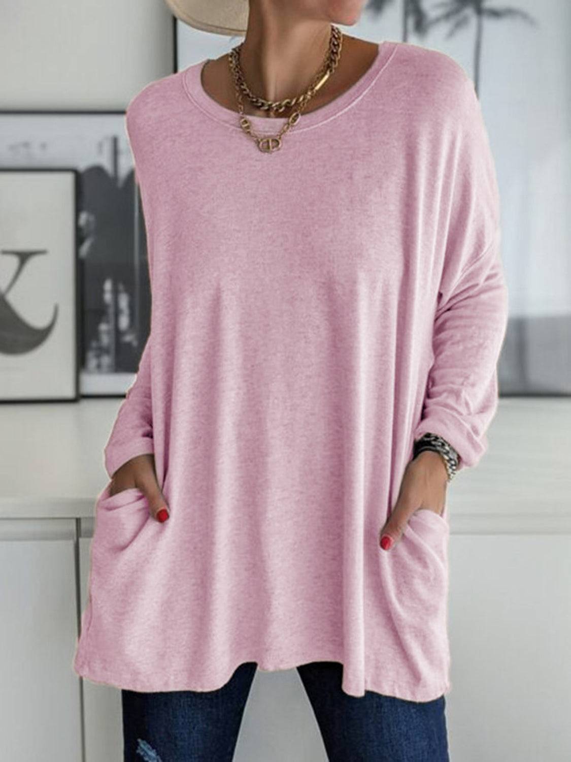 Full Size Round Neck Long Sleeve T-Shirt - Clothes For Her Online Store