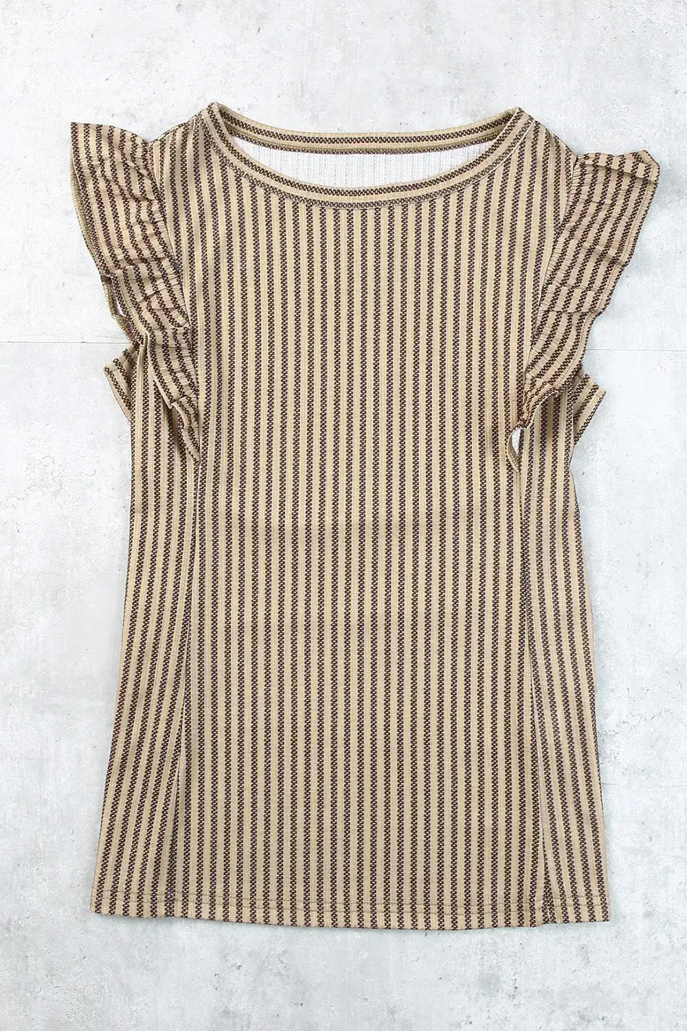 Ruffled Striped Round Neck Blouse