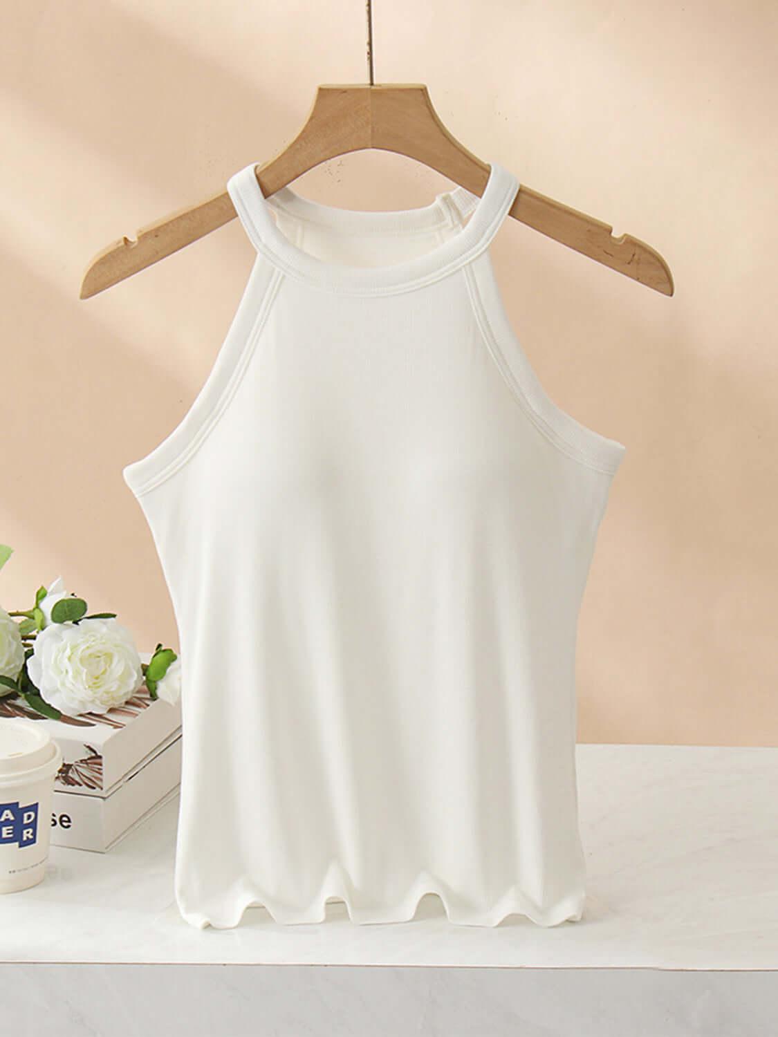 Grecian Neck Tank With Chest Pads