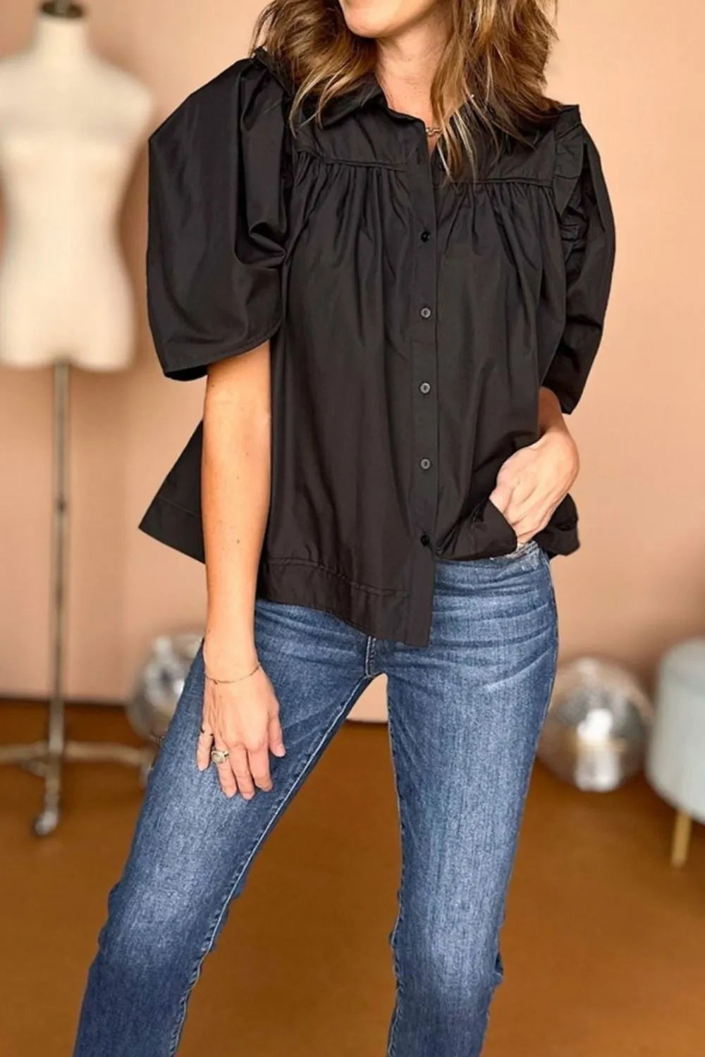 Puff Sleeve Button Down Shirt