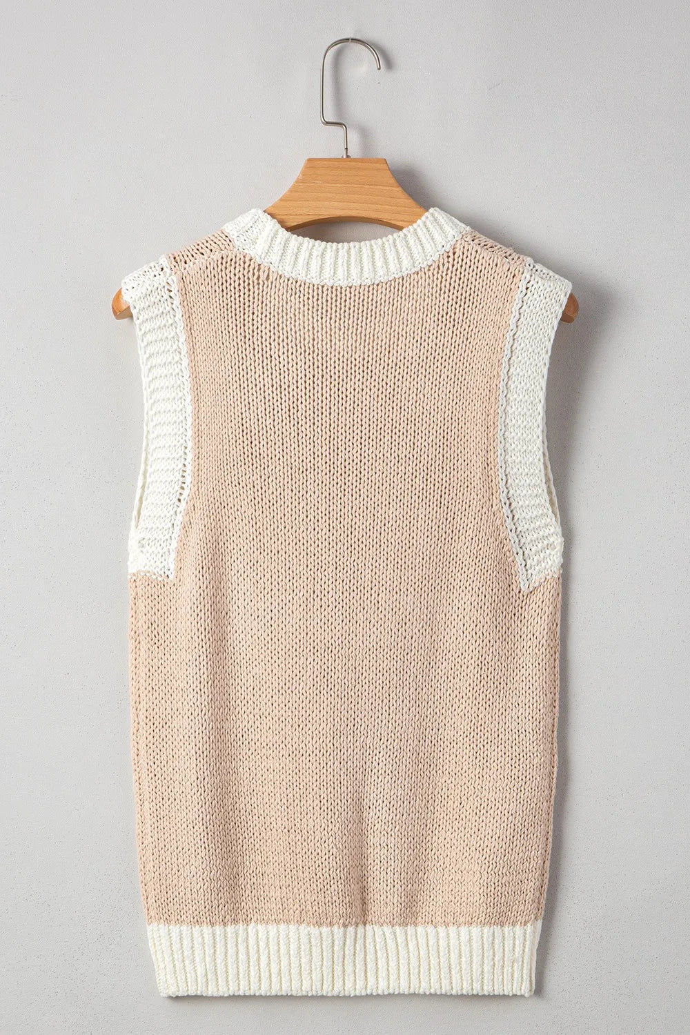 Round Neck Contrast Sweater Vest