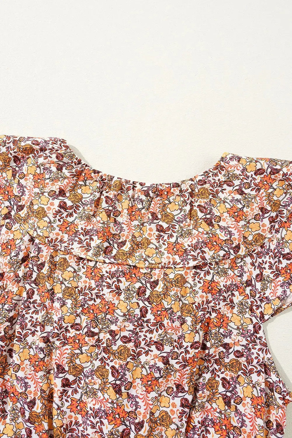 Floral Print Knot V Neck Ruffled Sleeve Blouse - Clothes For Her Online Store