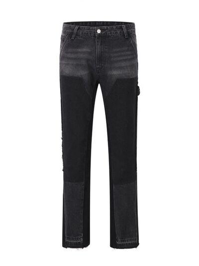 Men's Full Size Washed Straight Leg Jeans Plus Size - Clothes For Her Online Store